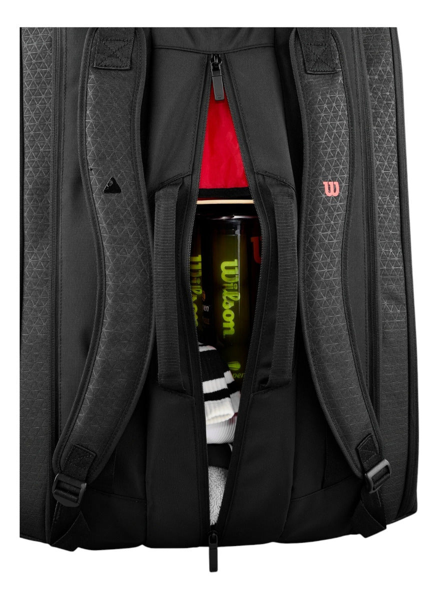 Raquetero Wilson Clash V3 15pk Negro Rojo