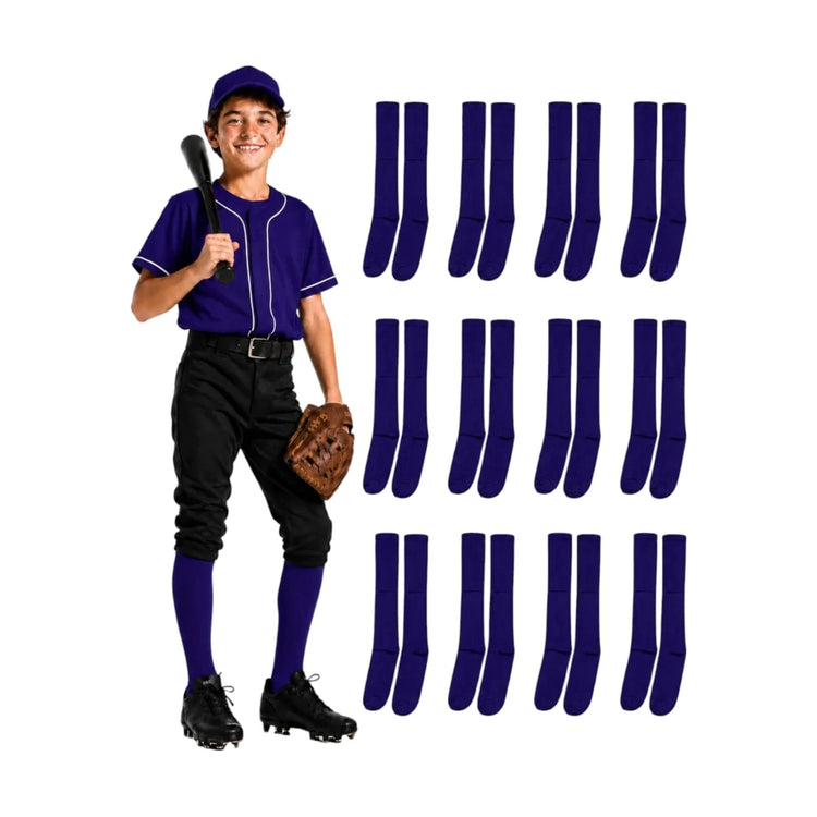 Pack 12 Pares Medias Deportivas Juveniles 10-13 Morado
