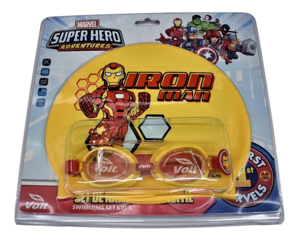 Goggle Y Gorra Voit Super Hero Marvel Iron Man Infantil