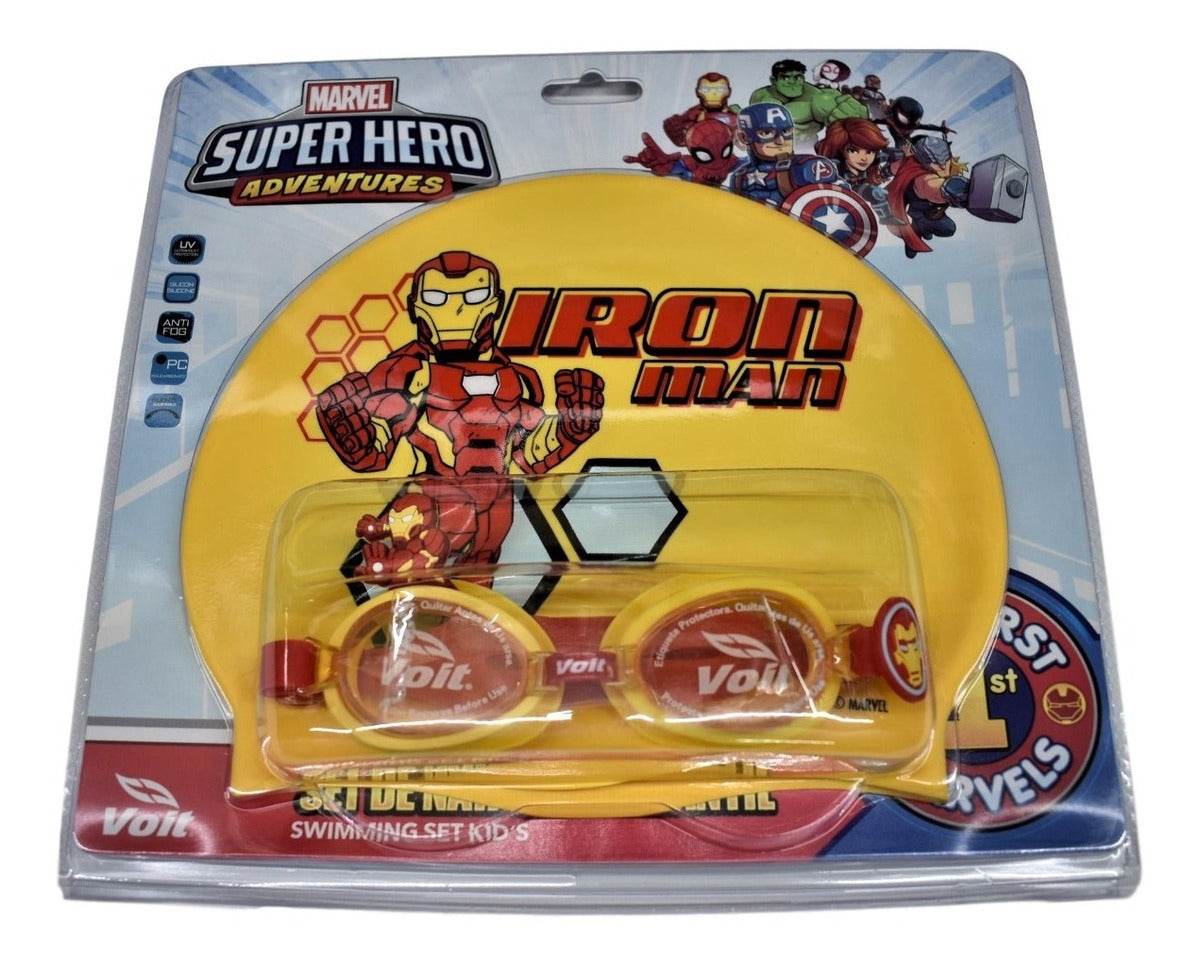Goggle Y Gorra Voit Super Hero Marvel Iron Man Infantil