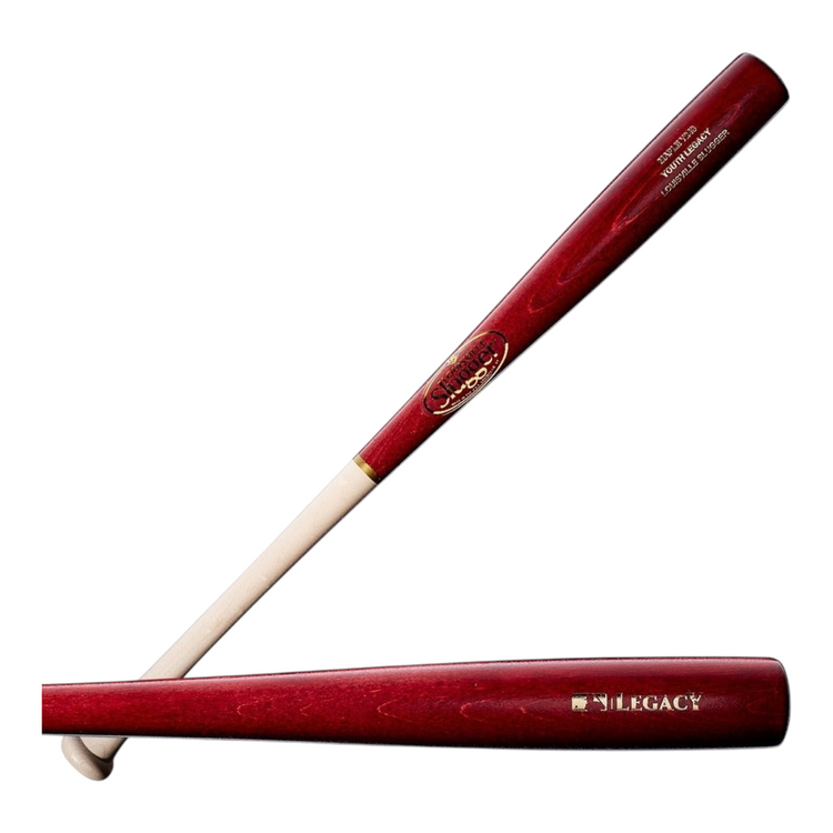 Bat de beisbol Radach Sports Louisville Maple Legacy Junior Y243 de 27 pulgadas en color vino y madera natural