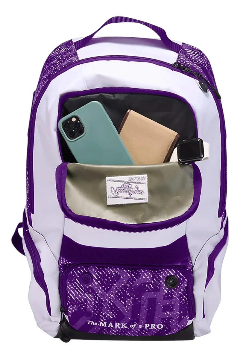 Mochila Rawlings Shutout Béisbol Softbol Morado Blanco