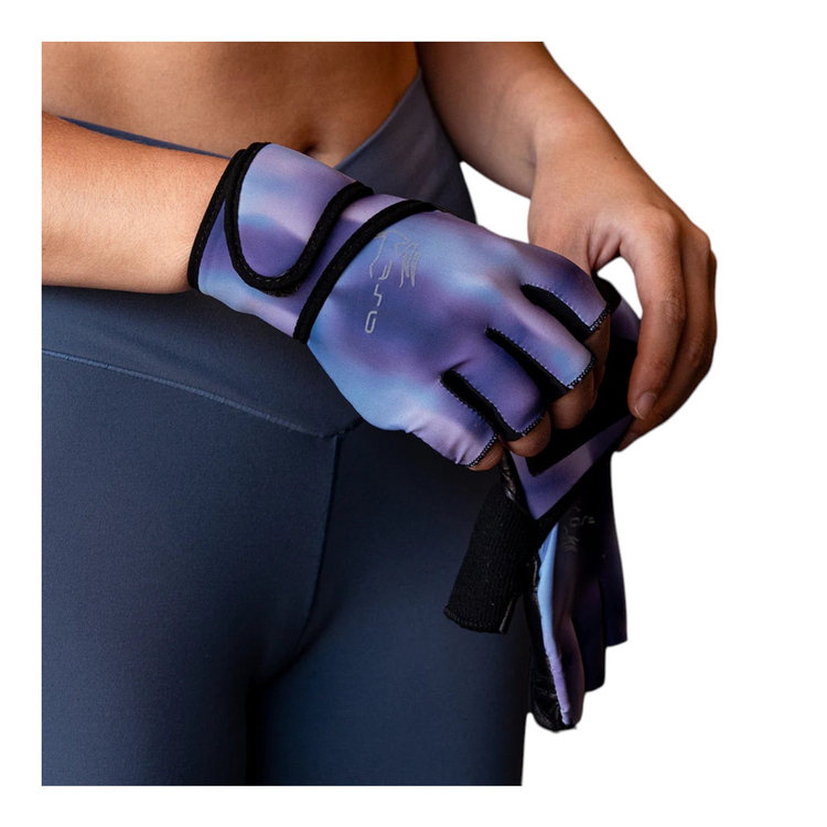 Guantes de gimnasio Radach Sports para dama en color lila con diseño softshield y soporte de muñeca reforzado