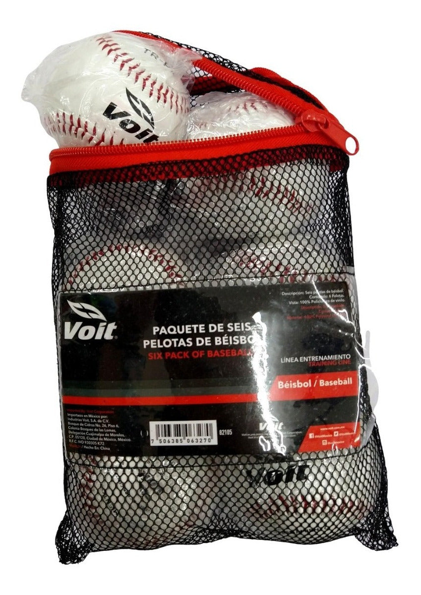Pelota De Beisbol Voit Piel Sintetica Entrenamiento 6 Pack