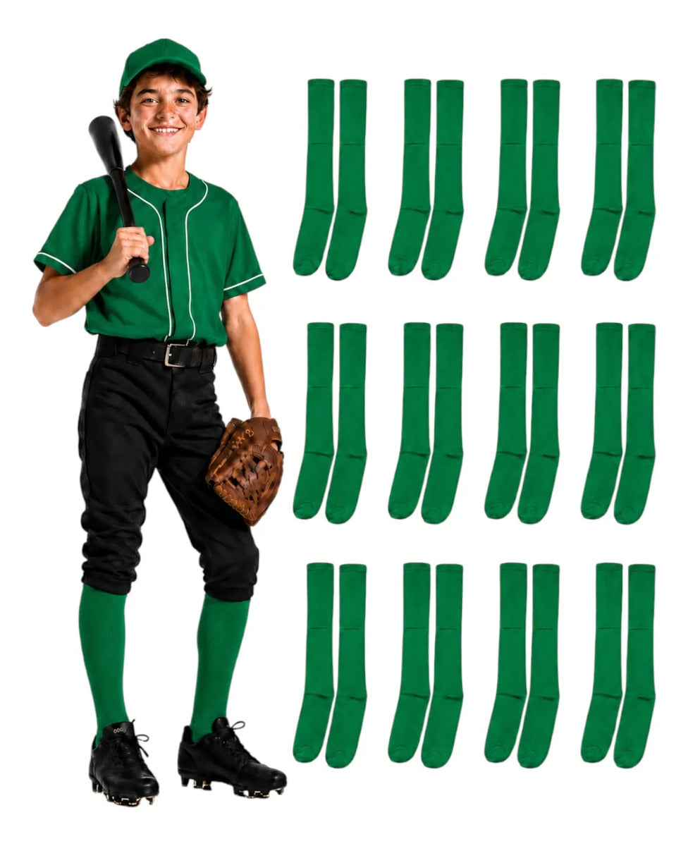 Pack 12 Pares Medias Deportivas Juveniles 10-13 Verde