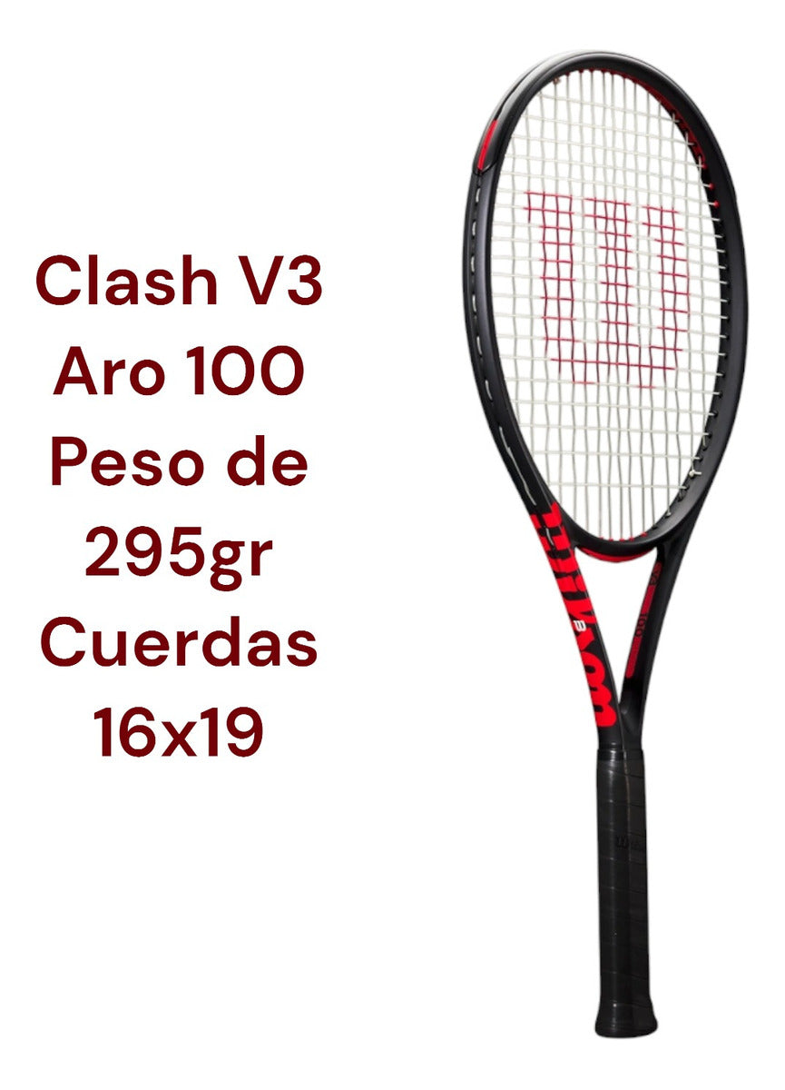 Raqueta De Tenis Wilson Clash 100 V3.0 295gr Puño 4 1/4
