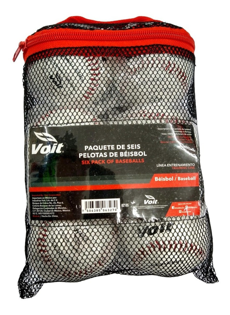 Pelota De Beisbol Voit Piel Sintetica Entrenamiento 6 Pack