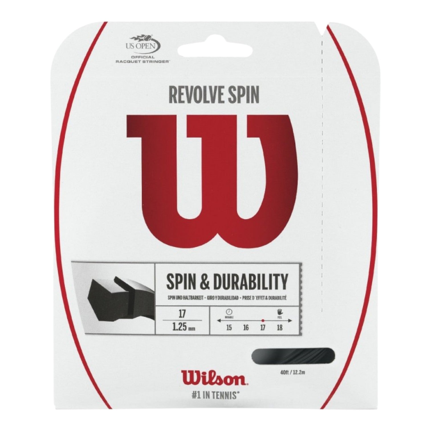 Set de cuerda de raqueta Wilson Revolve Spin Negra 1.30mm