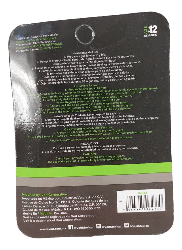 Bucal De Box Voit Fighter Doble Transparente