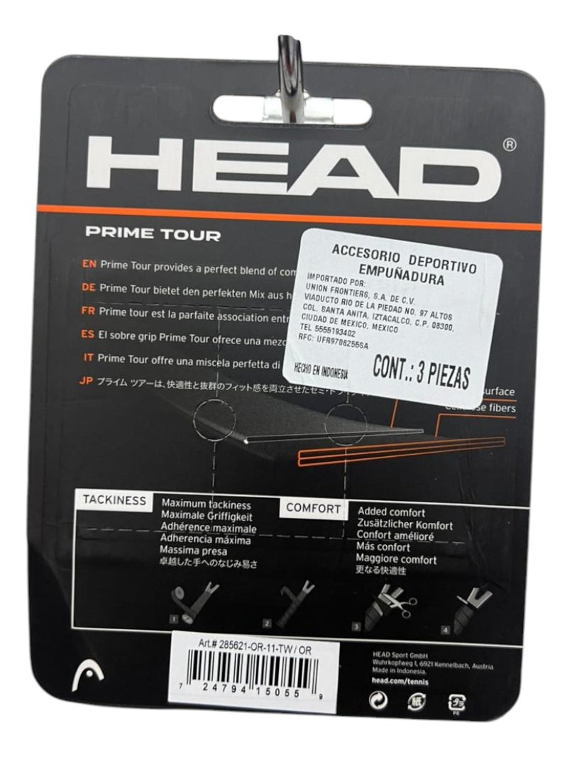 Over Grip Head Prime Tour - Naranja C/3
