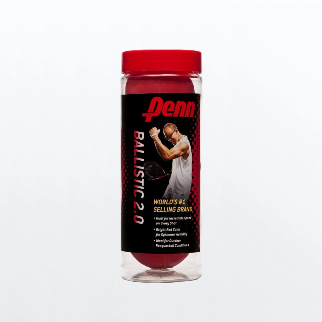 Pelota Penn De Raquetbol Ballistic 2.0 Roja Bote Con 3