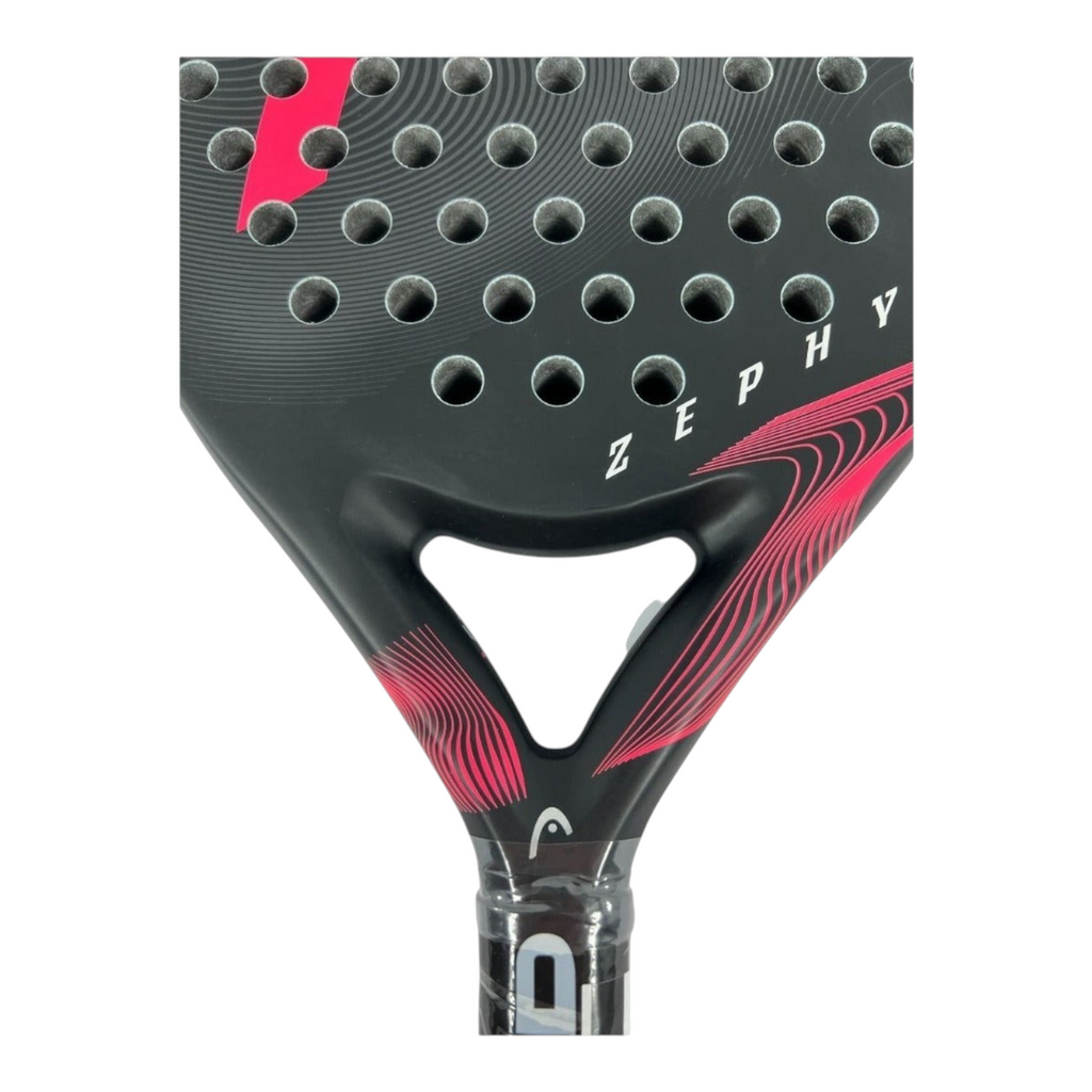 Pala de pádel Radach Sports Head Zephyr 2023 redonda en color negro y rosa con tecnología Graphene 360+