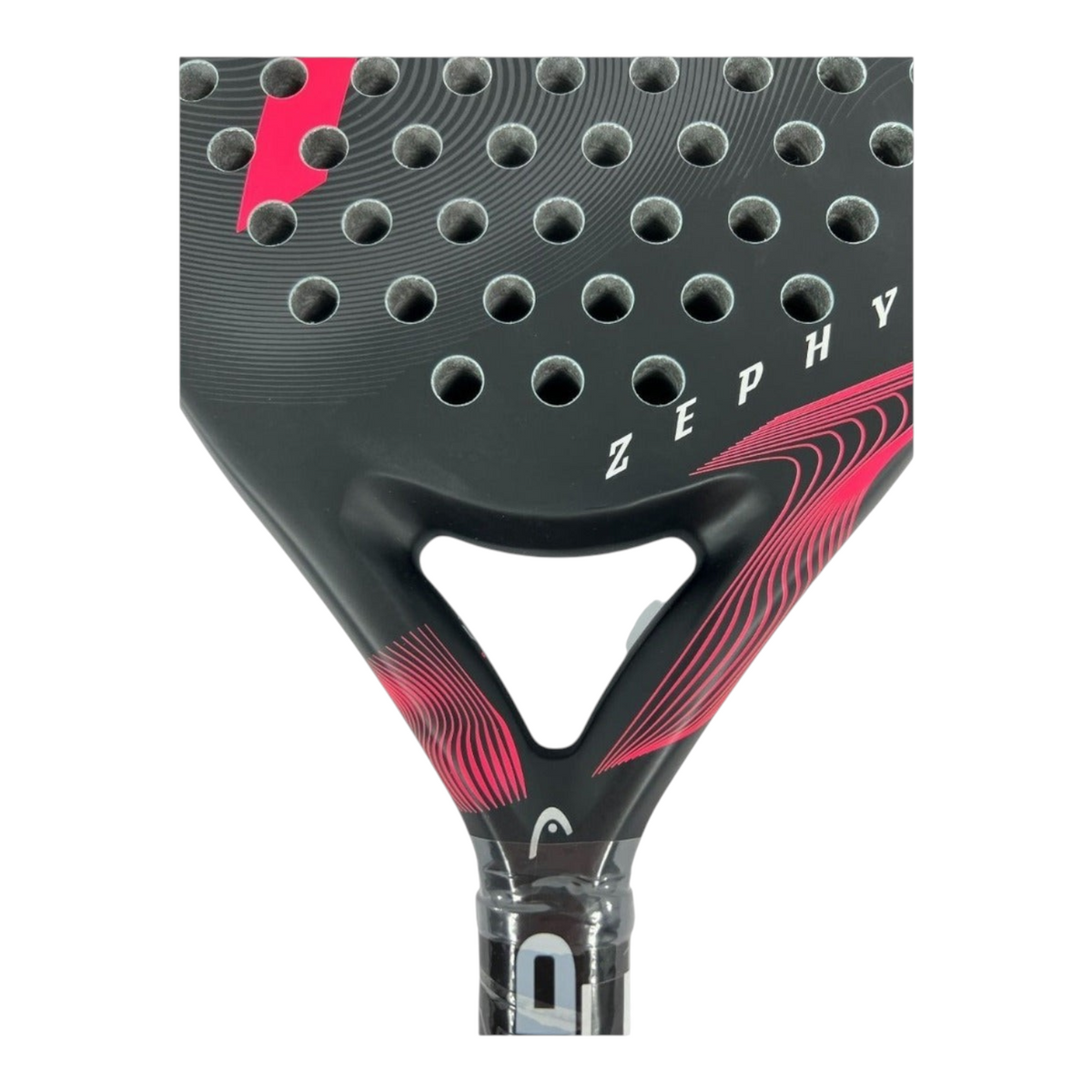 Pala de pádel Radach Sports Head Zephyr 2023 redonda en color negro y rosa con tecnología Graphene 360+