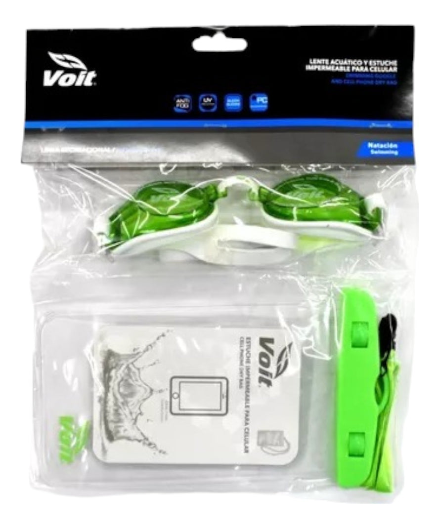 Goggles Y Estuche Impermeable Para Celular Voit Verde