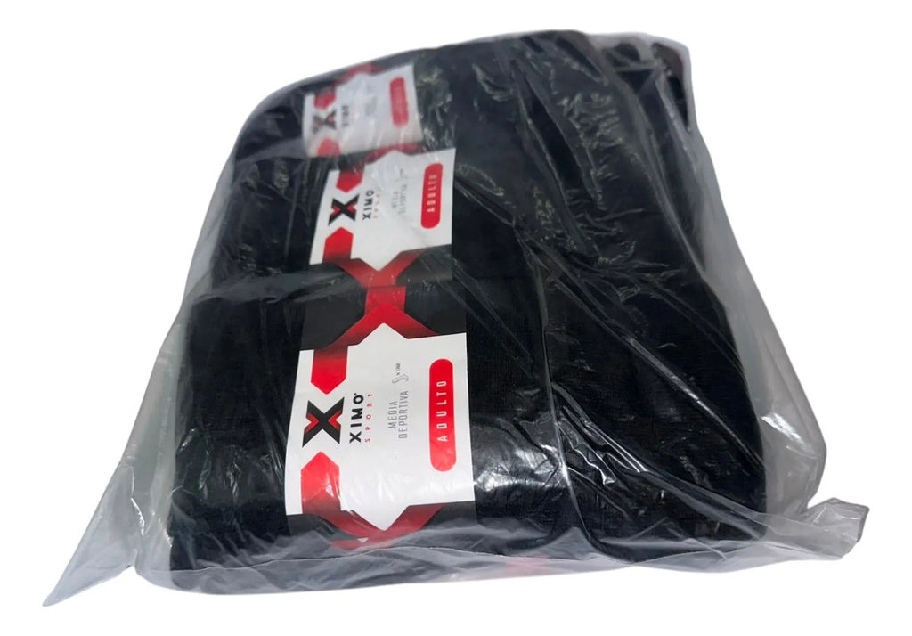 Pack 12 Pares Medias Deportivas Adulto Béisbol Fútbol Negro