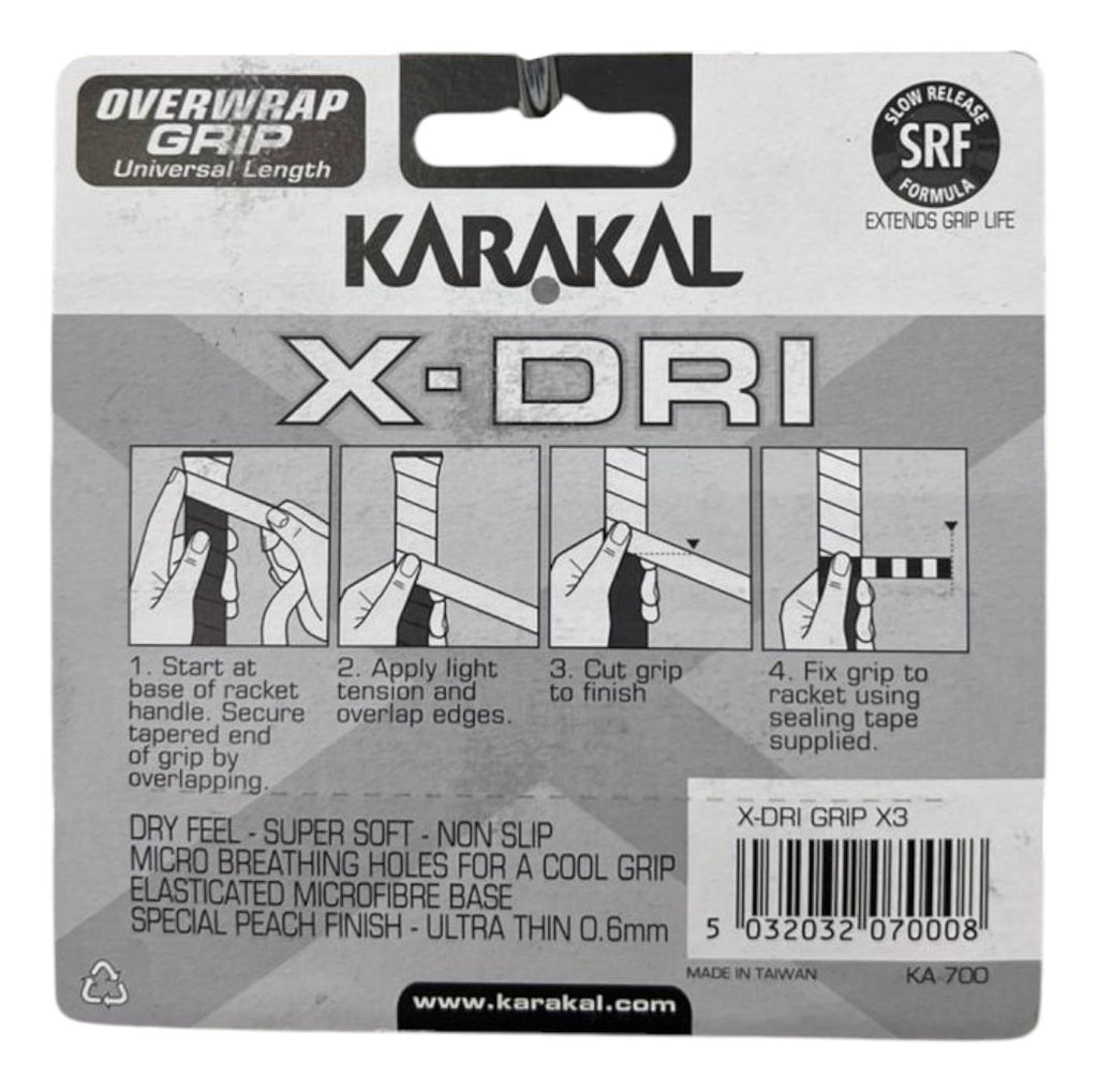 Grip Karakal X-dri Overgrips C/3 Blanco
