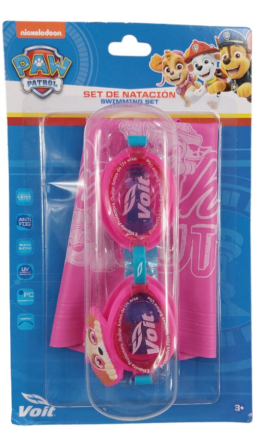 Goggle Y Gorra De Natación Voit Set Paw Patrol Chase Y Skye
