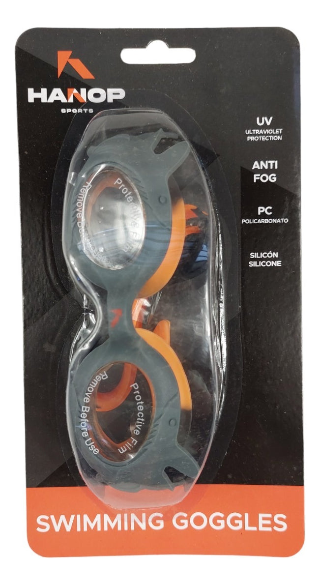 Goggle De Natación Hanop G596 Shark Junior Naranja