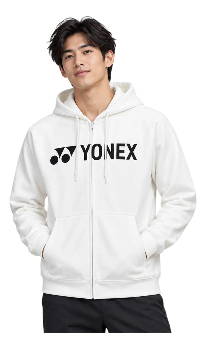 Sudadera Yonex Ym0018ex Hombre Blanca Full Zip Capucha