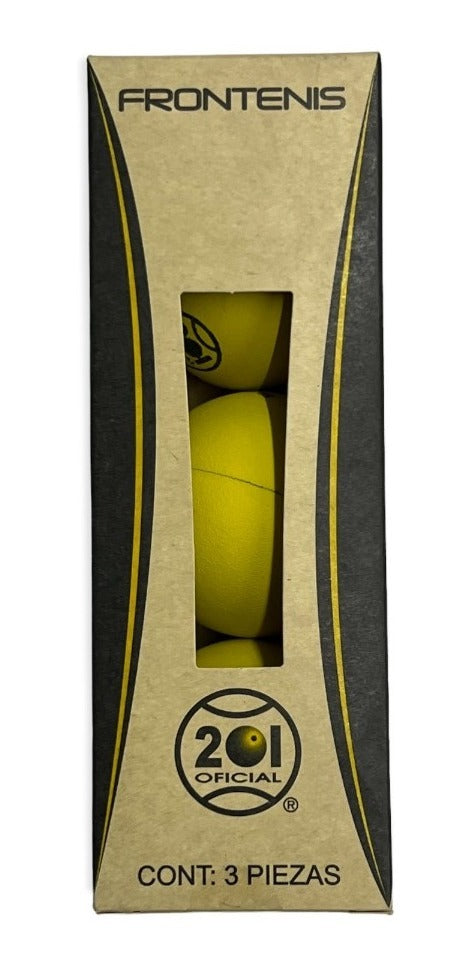Pelota Frontenis Amarilla 201 Bote Con 3 Piezas
