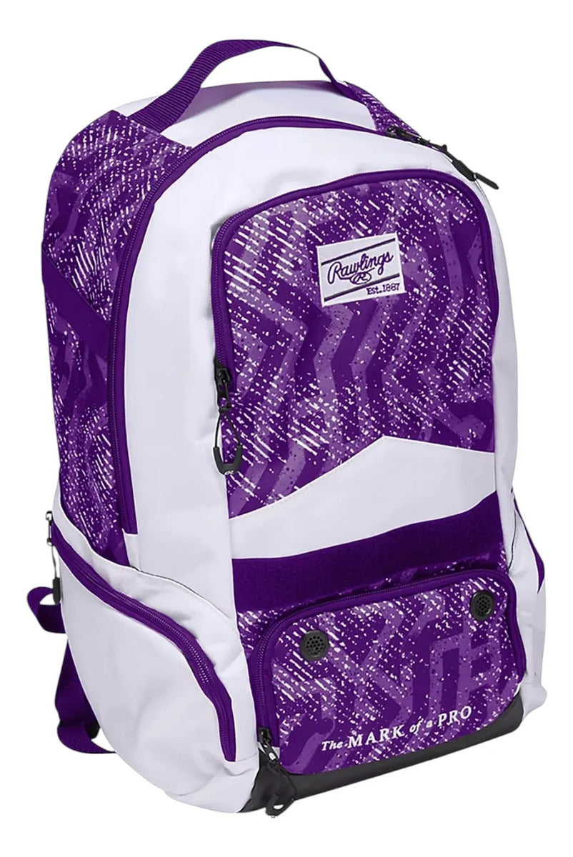 Mochila Rawlings Shutout Béisbol Softbol Morado Blanco