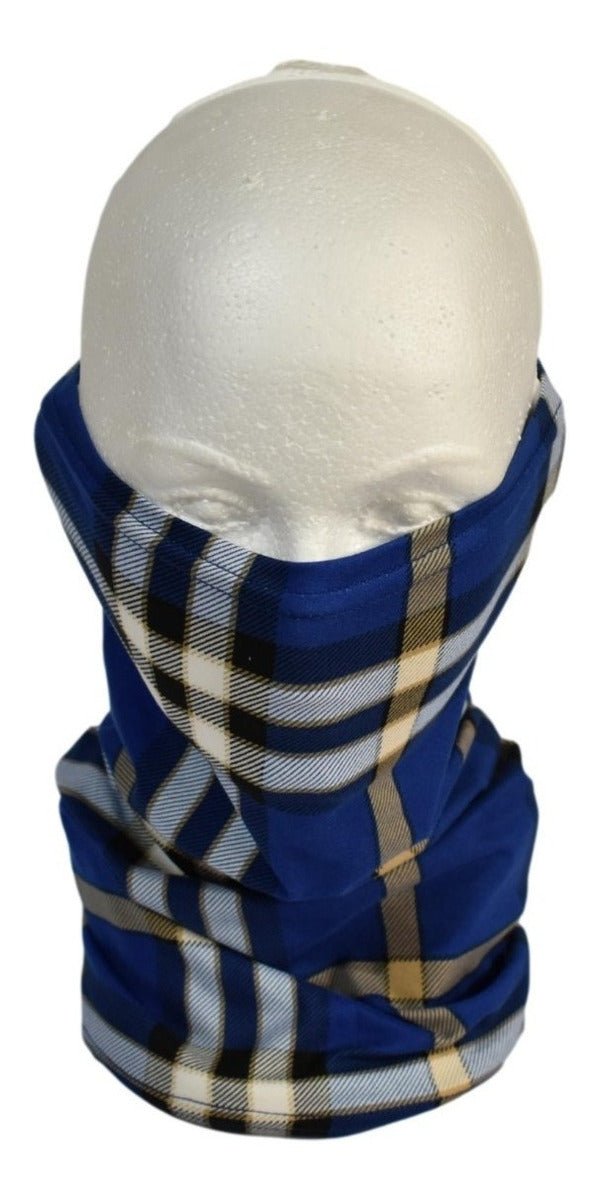 Fanda Protector De Cuello Y Cubrebocas Radach Azul Rayado
