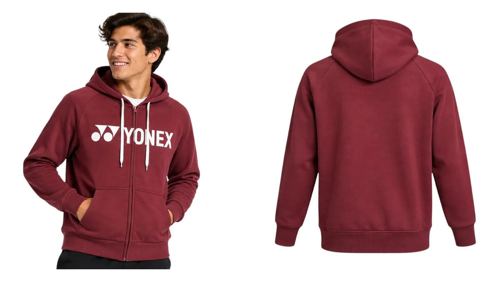 Sudadera Yonex Ym0018ex Hombre Vino Full Zip Capucha