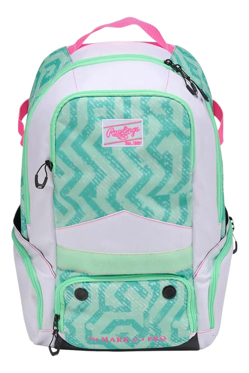 Mochila Rawlings Shutout Béisbol Softbol Menta Rosa