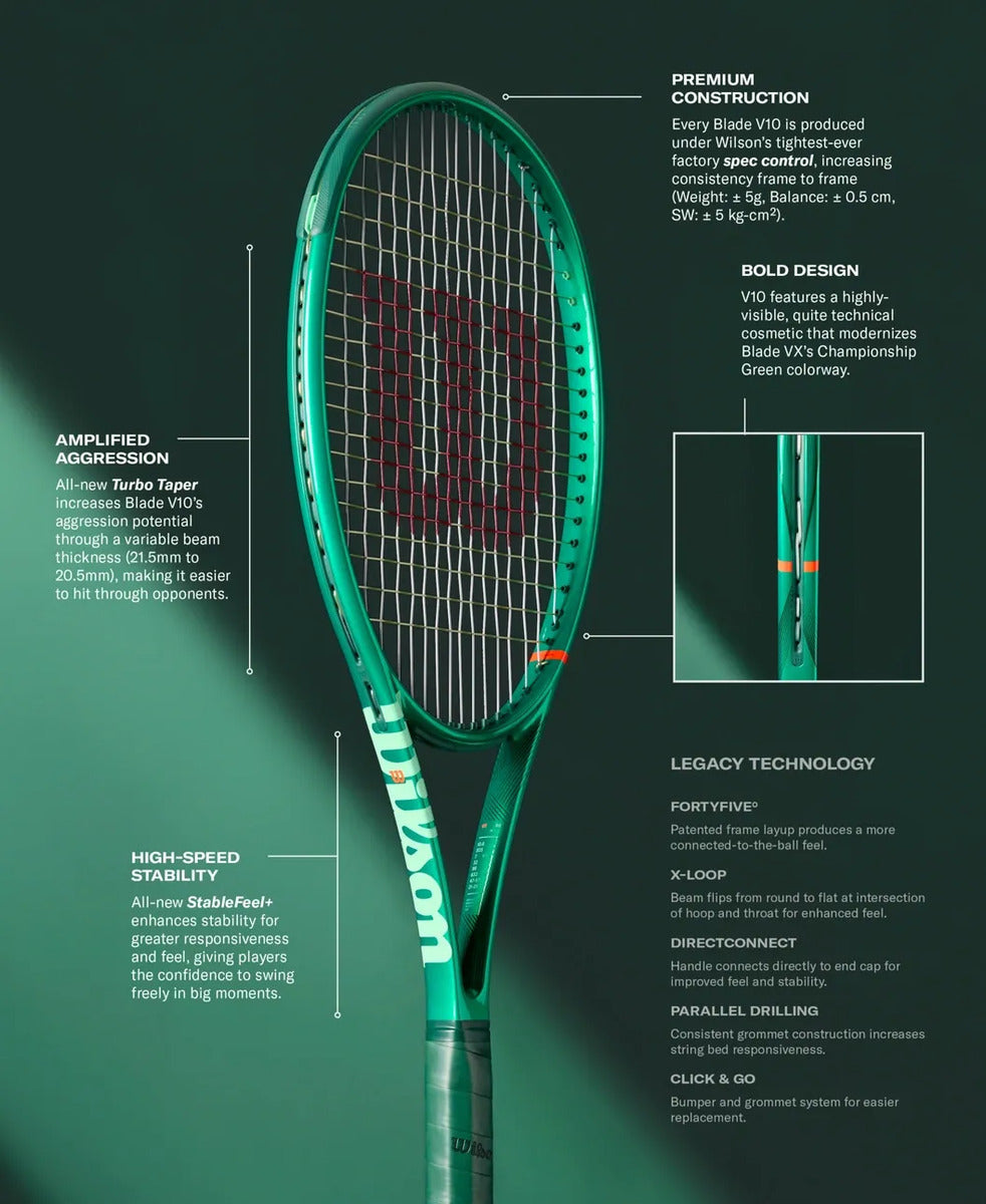 Raqueta De Tenis Wilson Blade 98 18x20 V10 305gr 4 3/8