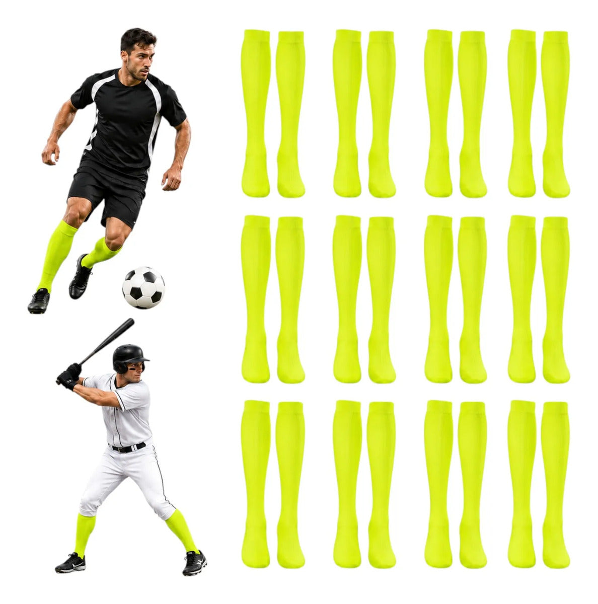 Pack 12 Pares Medias Deportivas Adulto Béisbol Fútbol Neon