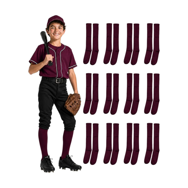 Pack 12 Pares Medias Deportivas Juveniles 10-13 Guinda