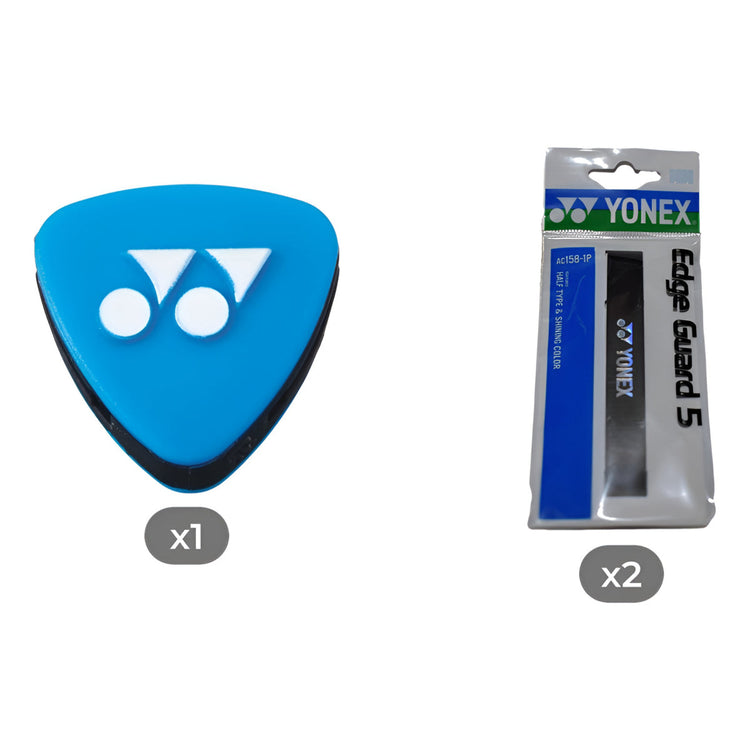 Kit Yonex: Antivibradores Ac165ex Blue Black + 2 Protectores Edge Guard 5