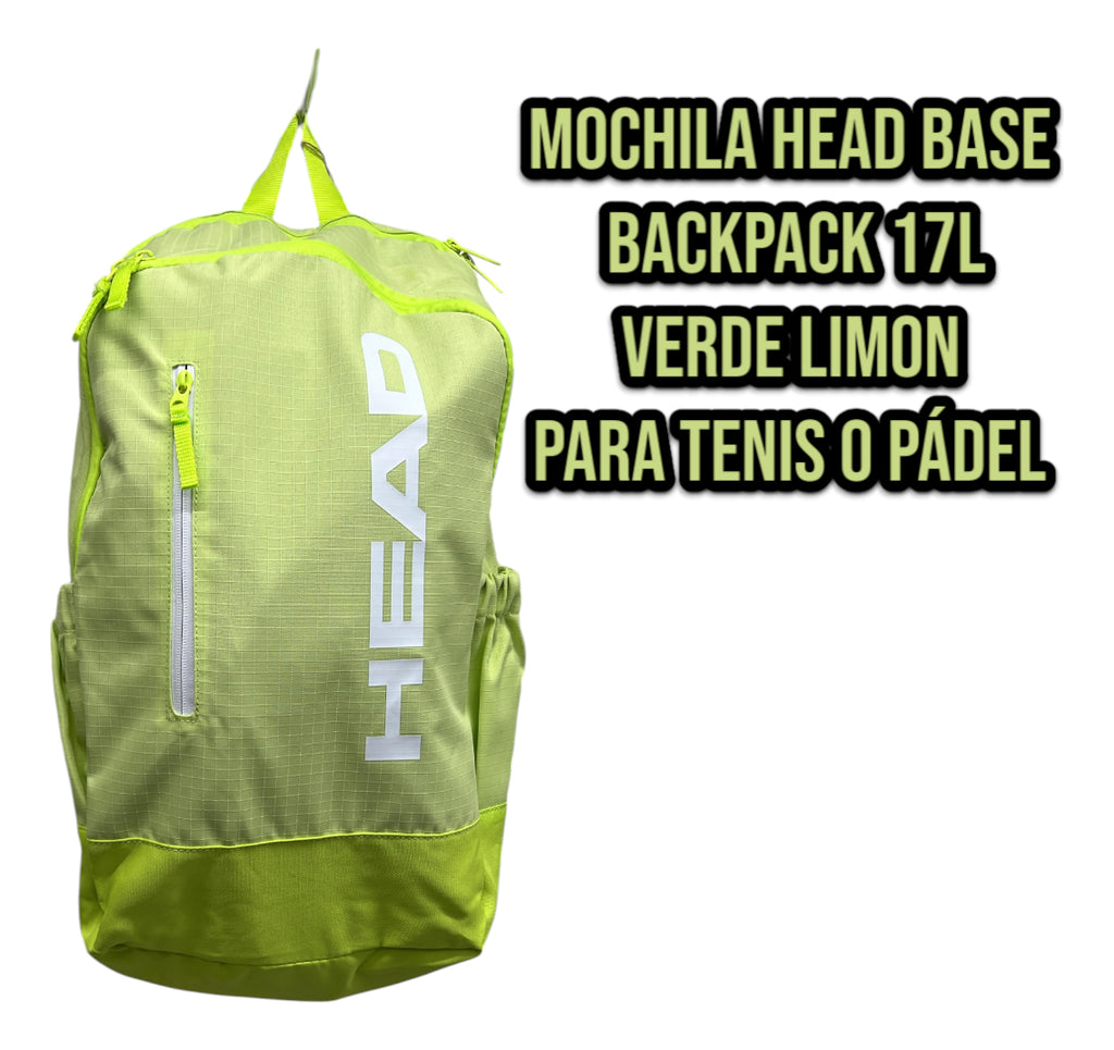 Mochila Head Base Backpack 17l Verde Limon Para 2 Raquetas