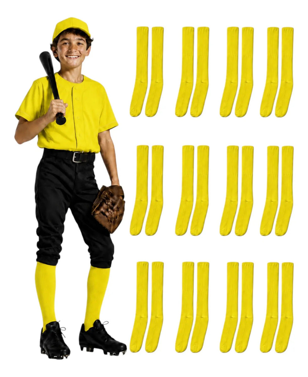 Pack 12 Pares Medias Deportivas Juveniles 10-13 Amarillo Can