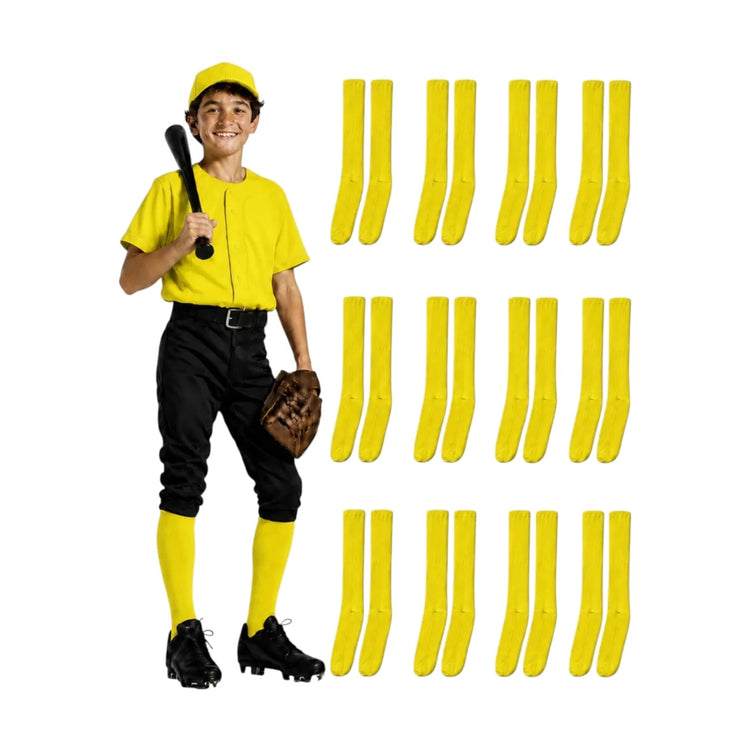 Pack 12 Pares Medias Deportivas Juveniles 10-13 Amarillo Can