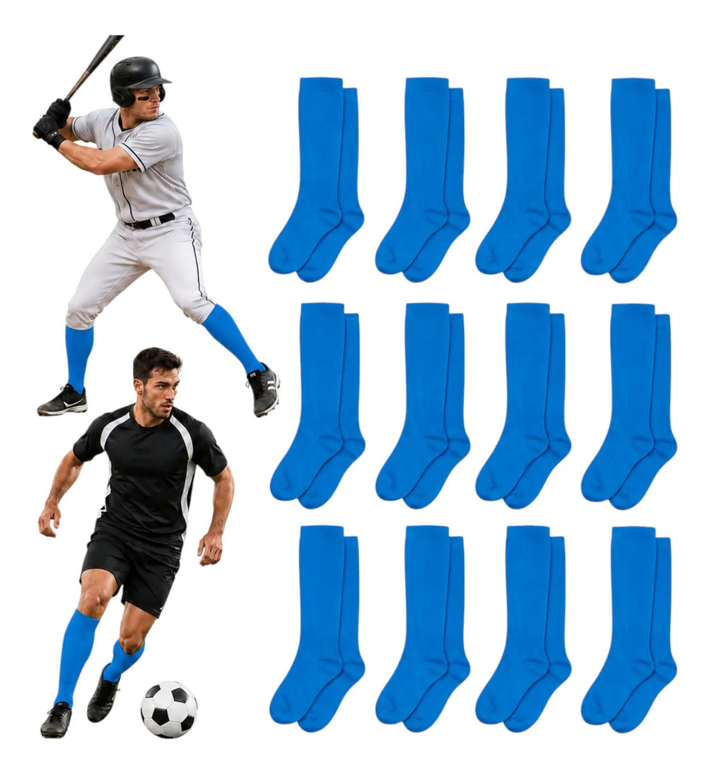 Pack 12 Pares Medias Deportivas Adulto Béisbol Fútbol Cielo