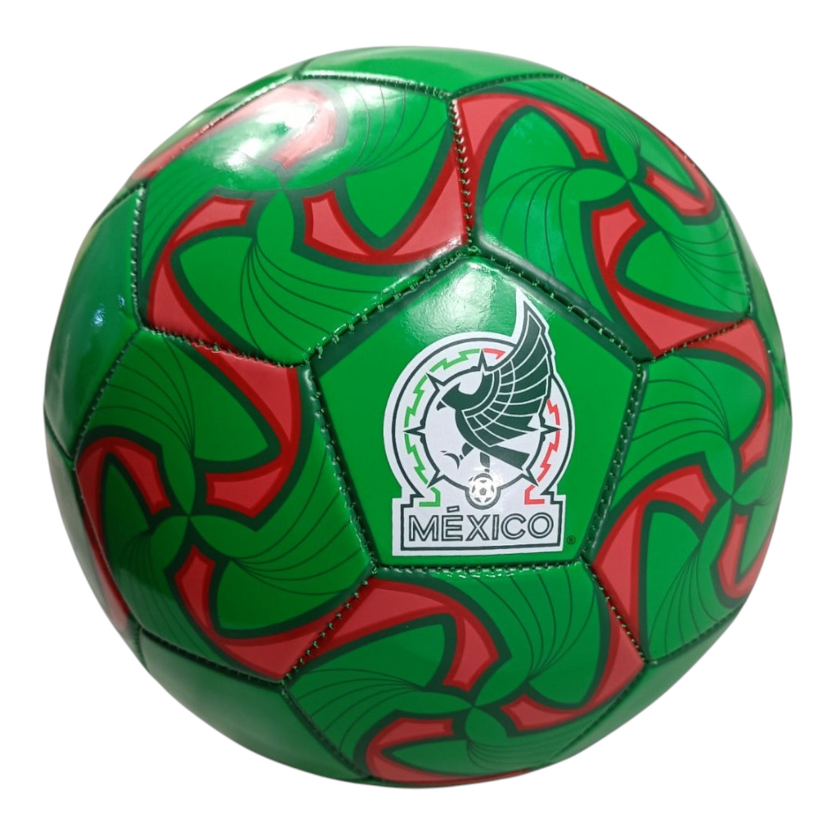 Balón de fútbol Radach Sports Voit tamaño 5, diseño de la Selección Mexicana en verde y rojo con 32 paneles de PVC.