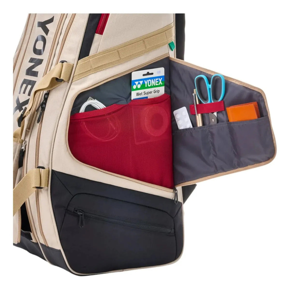 Raquetero Tenis Yonex Gearlogic Racquet Bag 9 Raquetas Beige Beige