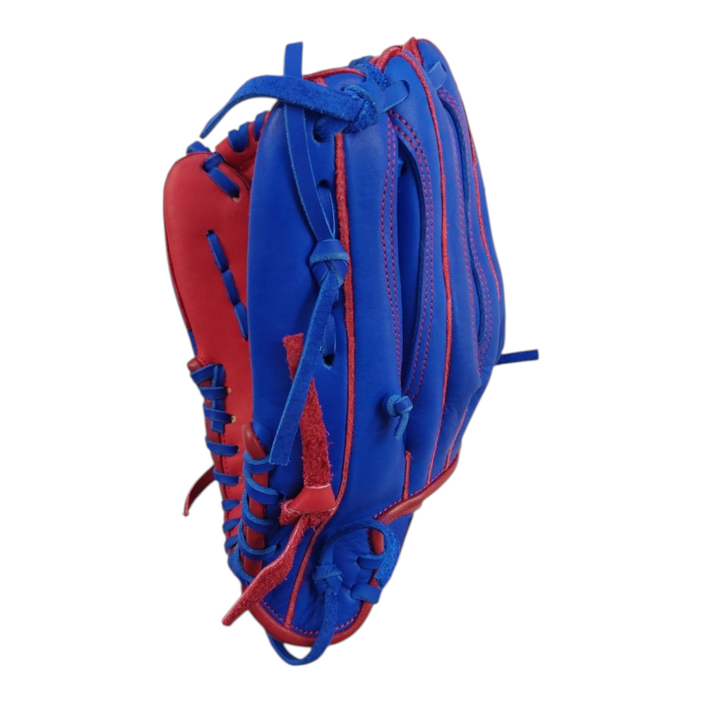 Guante de beisbol Radach Sports de 13 pulgadas en piel azul y roja con diseño de doble poste para jardinero