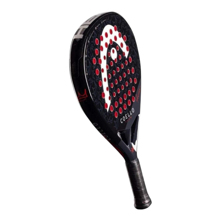 Paleta de padel Radach Sports Head Coello Team 2025 en color negro con forma de diamante y detalles en rojo