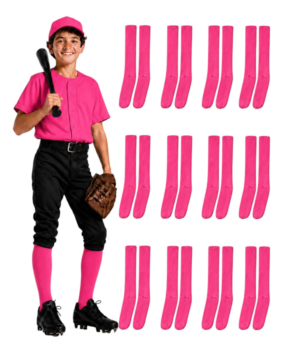 Pack 12 Pares Medias Deportivas Juveniles 10-13 Rosa Mexican