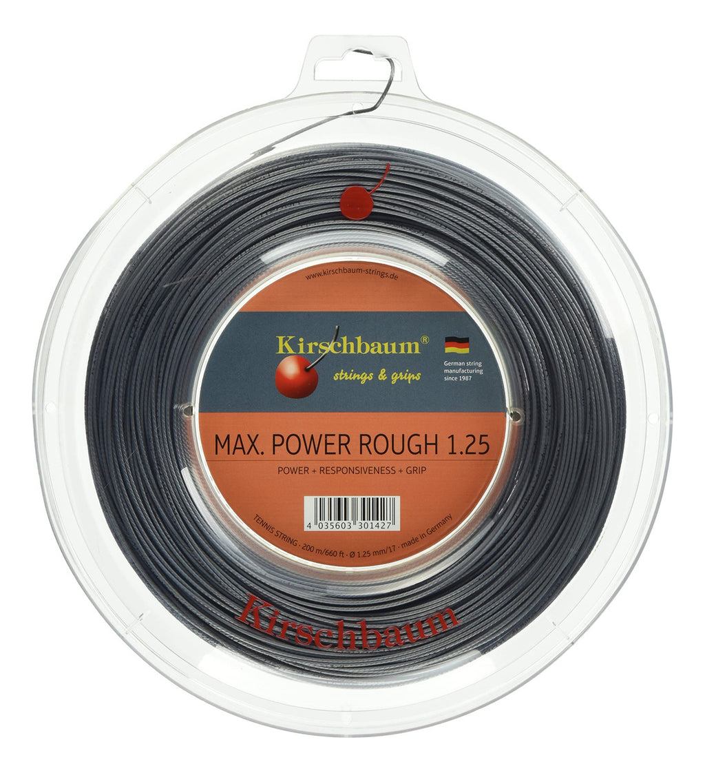 Kirschbaum Bobina Max Power Rough Cuerda Para Raqueta De Tenis, 1. 30.mm/16-gauge, Gris Plata