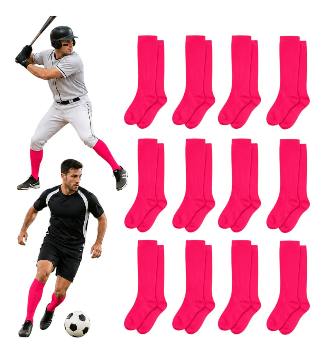 Pack 12 Pares Medias Deportivas Adulto Béisbol Fútbol Rosmex