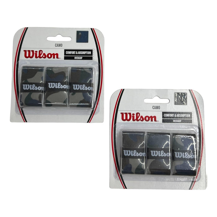 2 Pack Overgrips Wilson Camo Azul Con 3 Piezas C/u