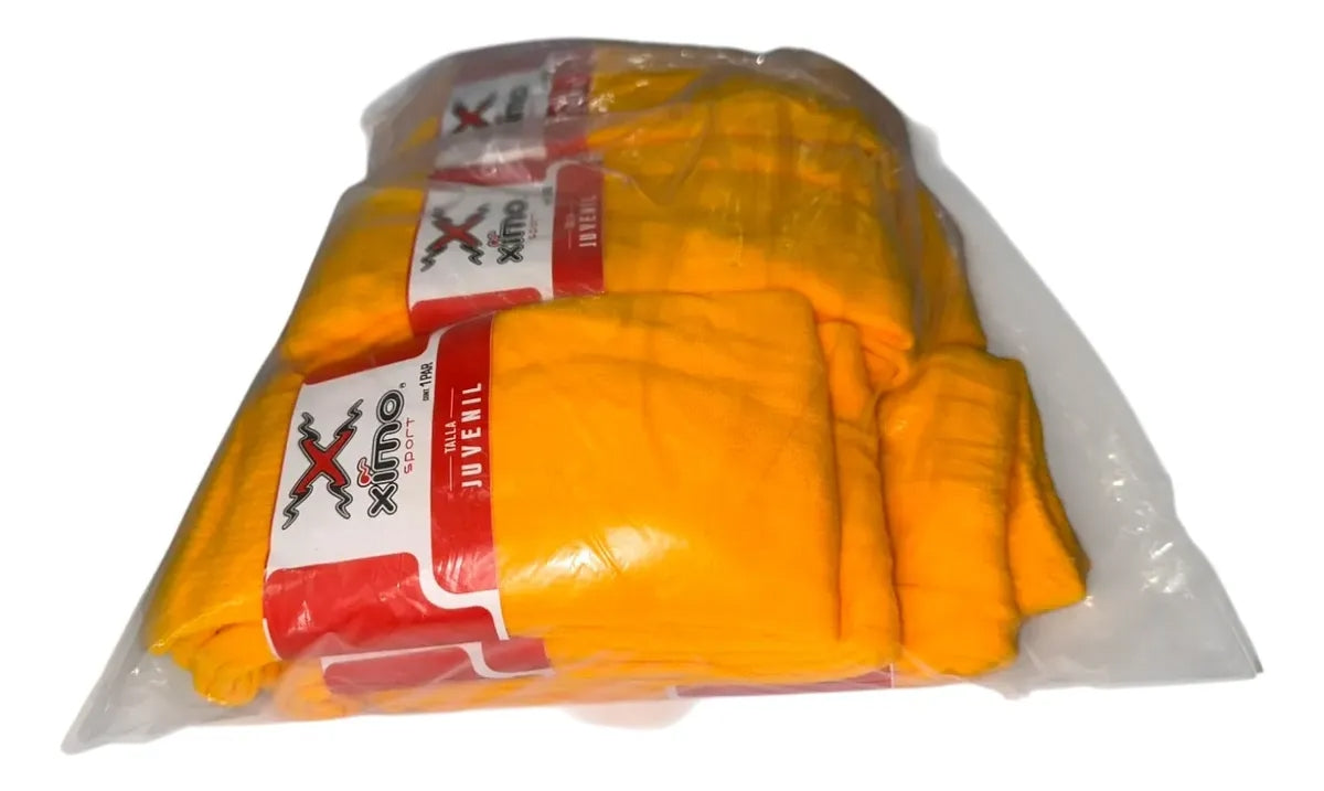 Pack 12 Pares Medias Deportivas Juveniles 10-13 Amarillo