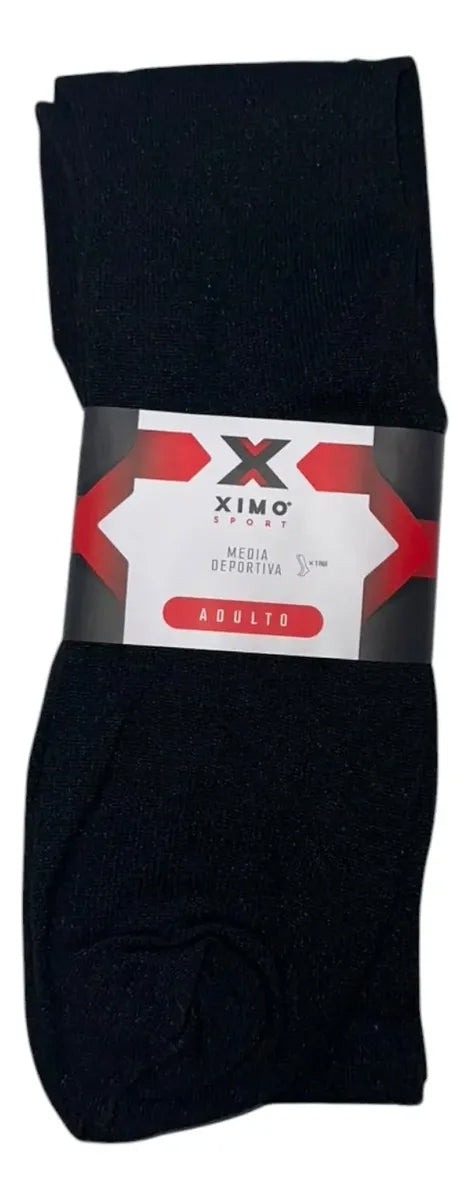 Pack 12 Pares Medias Deportivas Adulto Béisbol Fútbol Negro