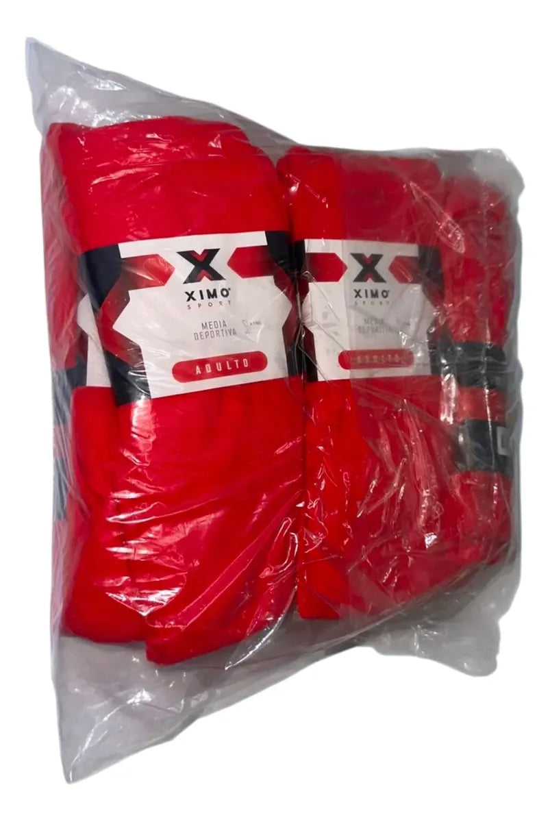 Pack 12 Pares Medias Deportivas Adulto Béisbol Fútbol Rojo