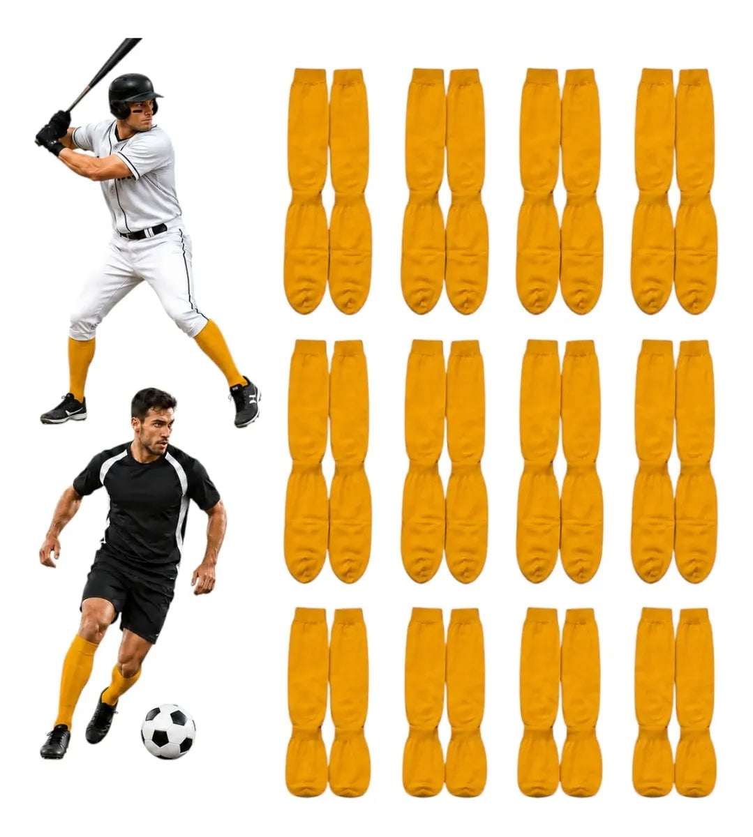 Pack 12 Pares Medias Deportivas Adulto Béisbol Fútbol Amaril