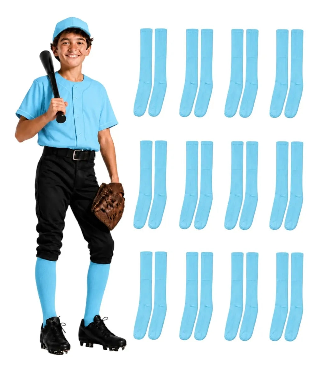 Pack 12 Pares Medias Deportivas Juveniles 10-13 Cielo