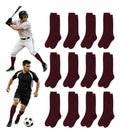 Pack 12 Pares Medias Deportivas Adulto Béisbol Fútbol Guinda